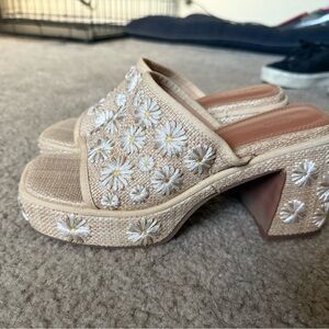 ASOS Cream Floral Embroidered Heels